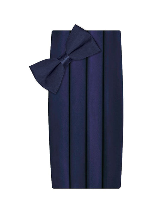 Poly/Satin Cummerbund and Bow Tie Set - Navy Blue