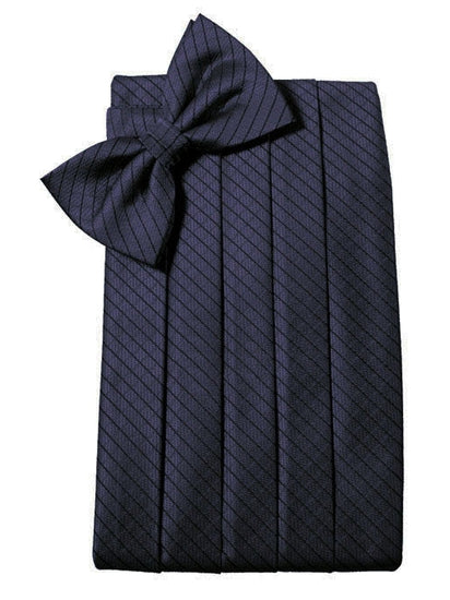 Navy Blue Diamond Grid Pattern Cummerbund Set