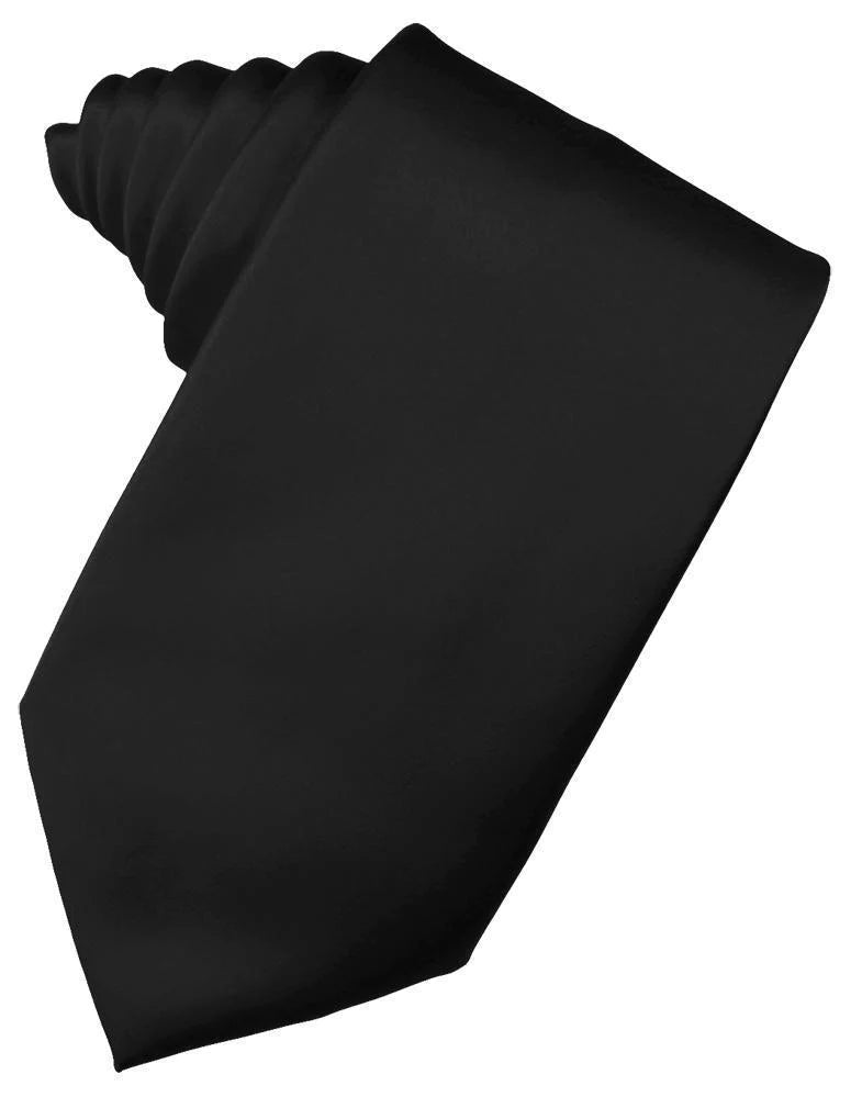100% Silk 4-in Hand Formal Neck Tie (Black)