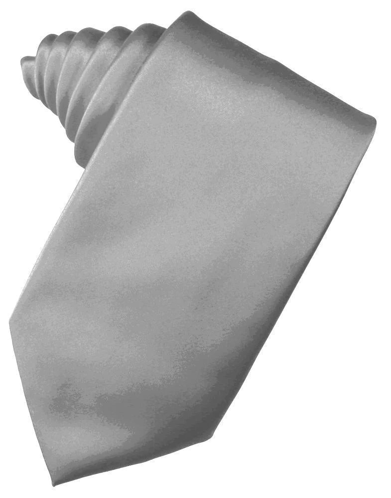 100% Silk 4-in Hand Formal Neck Tie - Silver