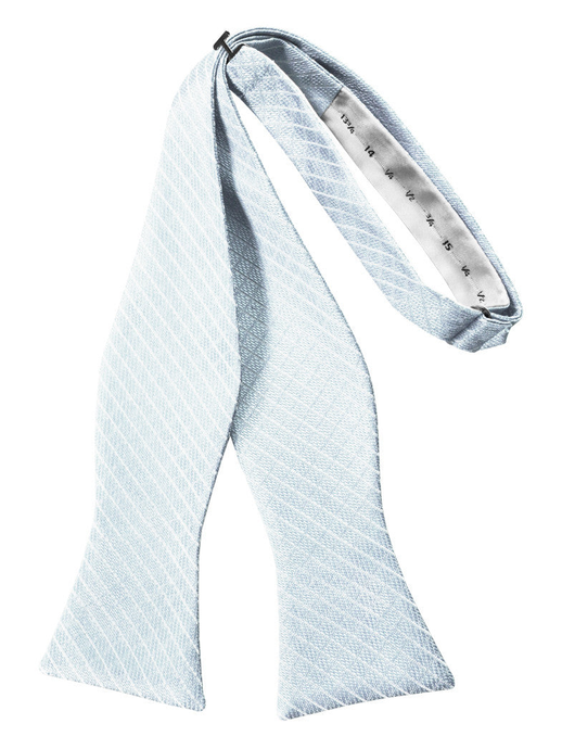 Powder Blue Diamond Grid Pattern Self-Tie Bow Tie