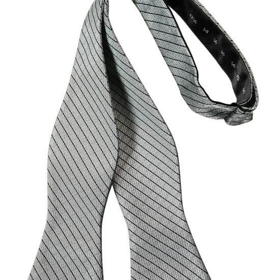 Silver Diamond Grid Pattern Self-Tie Bow Tie