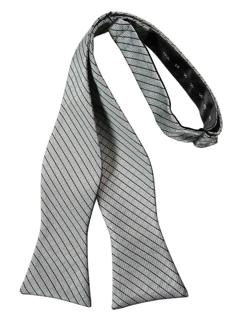 Silver Diamond Grid Pattern Self-Tie Bow Tie