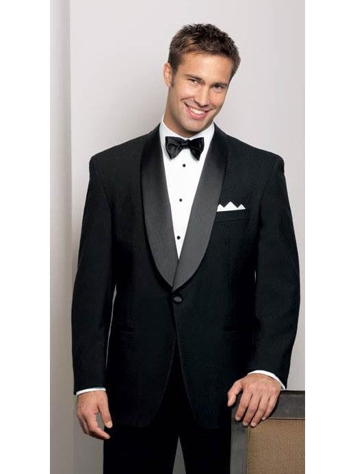 Men's 100% Wool Black Tuxedo Jacket with Shawl Collar 