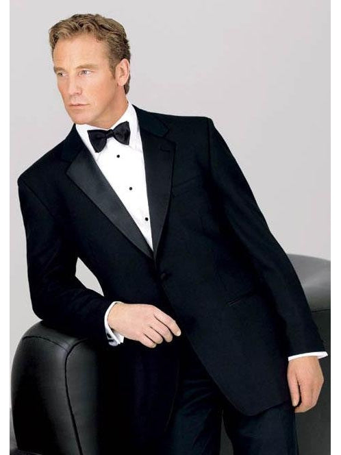 Men's Black 100% Wool 2 Button Tuxedo Jacket with Notch Lapel  