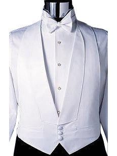 White Pique Backless Vest - White Backless Vest for Tails (3X-Large (60-62))