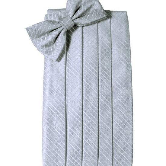 Powder Blue Diamond Grid Pattern Cummerbund Set