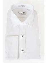 Load image into Gallery viewer, White Non-Pleated Spread Collar Tuxedo Shirt- French Cuffs
