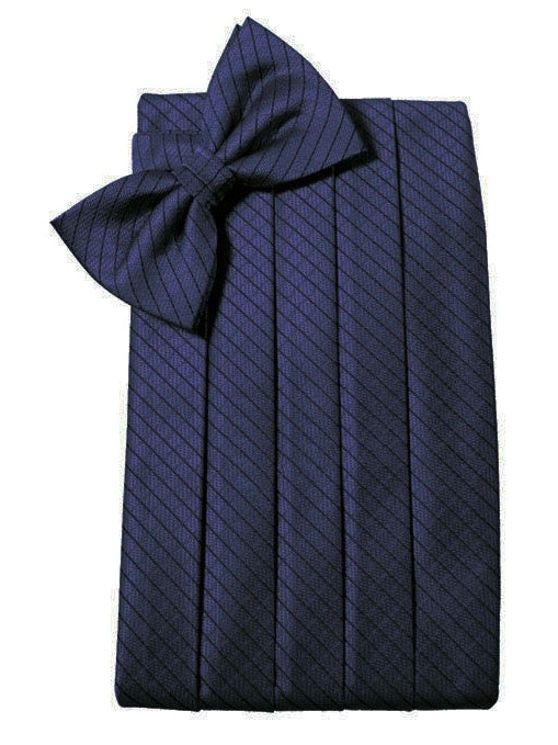 Royal Blue Diamond Grid Pattern Cummerbund Set