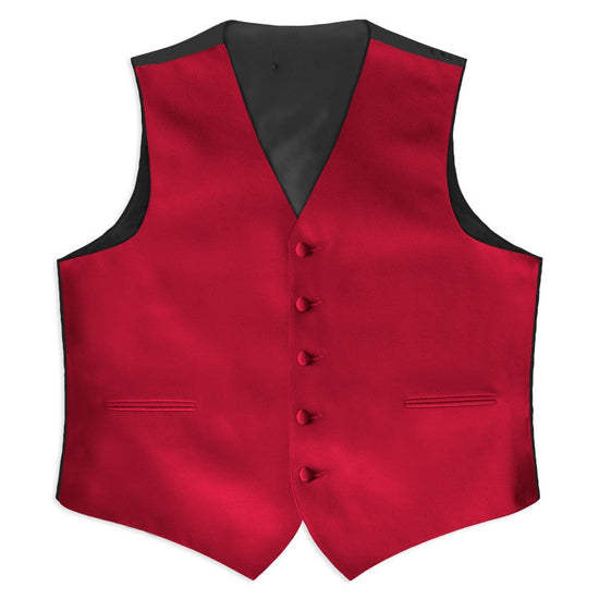 Red Satin Tuxedo Vest (105V-05) (5X-Large Long (62-64) )