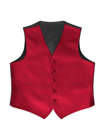 Red Satin Tuxedo Vest (105V-05) (5X-Large Long (62-64) )