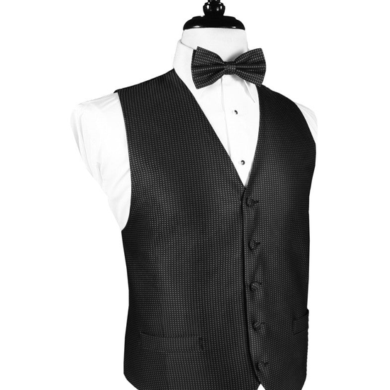 Black Silk Weave Full Back Tuxedo Vest by Cristoforo Cardi