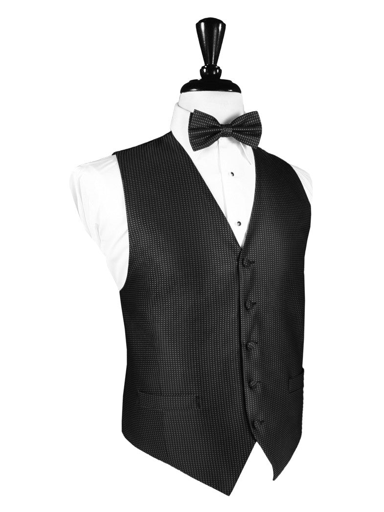 Black Silk Weave Full Back Tuxedo Vest by Cristoforo Cardi