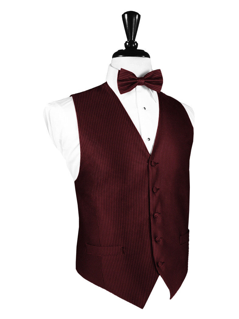 Wine Silk Weave Tuxedo Vest