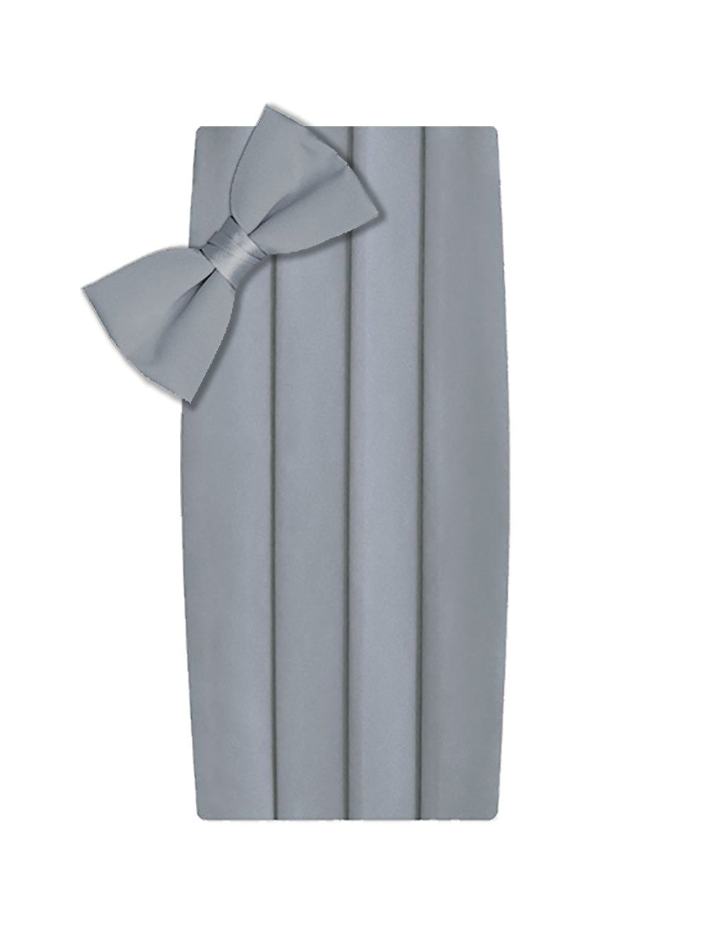 Poly/Satin Cummerbund and Bow Tie Set - Light Grey / Silver