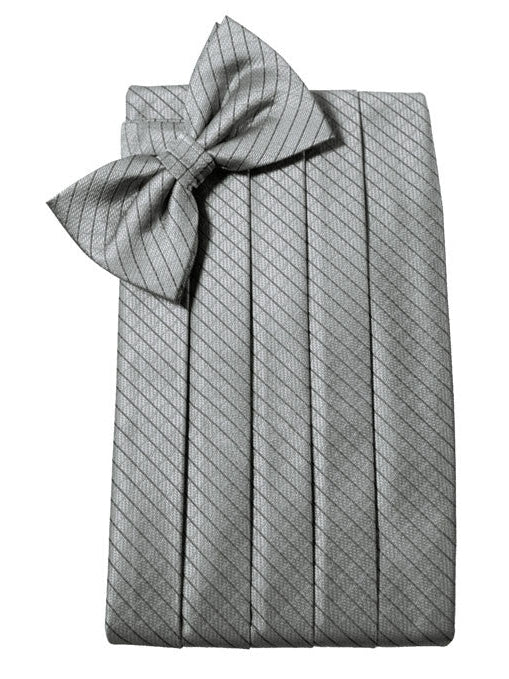 Silver Diamond Grid Pattern Cummerbund Set 