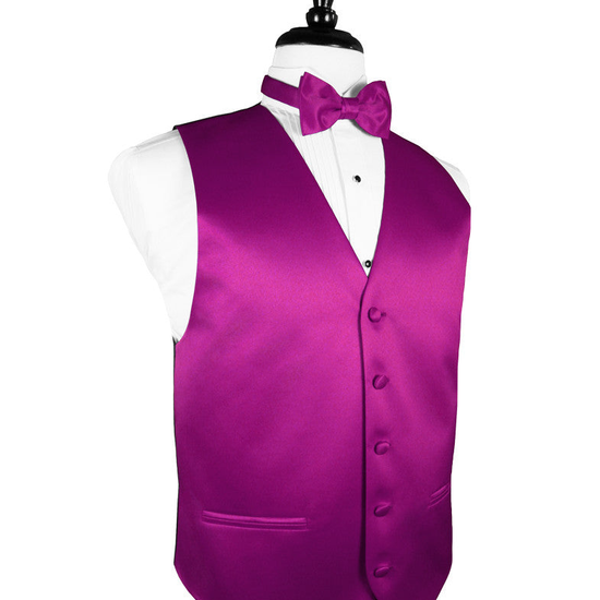 Fuchsia "Premier" Satin Tuxedo Vest