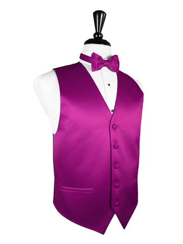 Fuchsia "Premier" Satin Tuxedo Vest