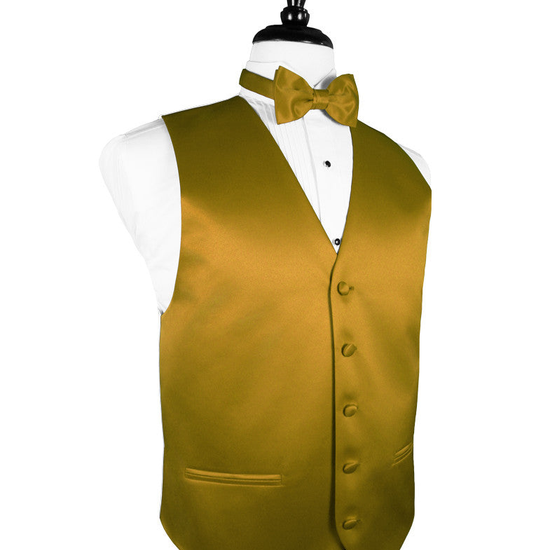 New Gold Premier Satin Tuxedo Vest