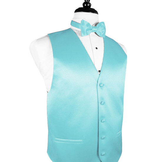 Pool Blue "Premier" Satin Tuxedo Vest