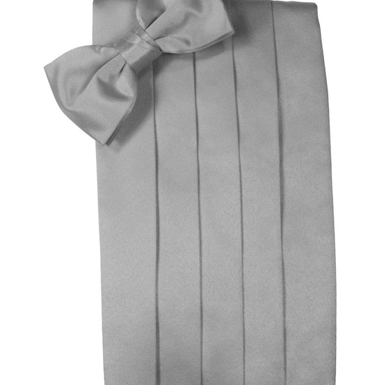 Silver "Premier" Satin Cummerbund Set