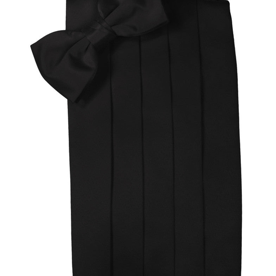 Black Noble Silk Bow Tie and Cummerbund Set by Cristoforo Cardi