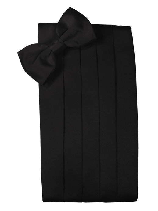 Black Noble Silk Bow Tie and Cummerbund Set by Cristoforo Cardi