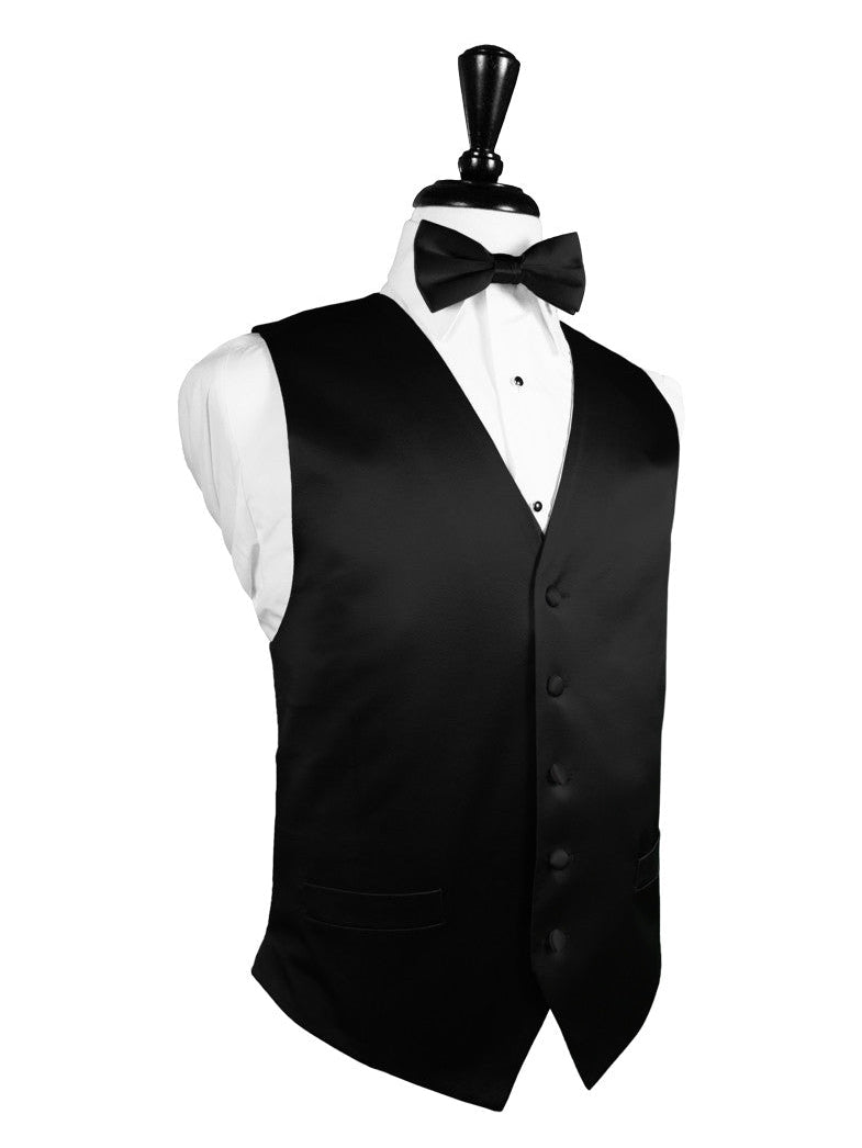 Black Noble Silk Full Back Tuxedo Vest by Cristoforo Cardi