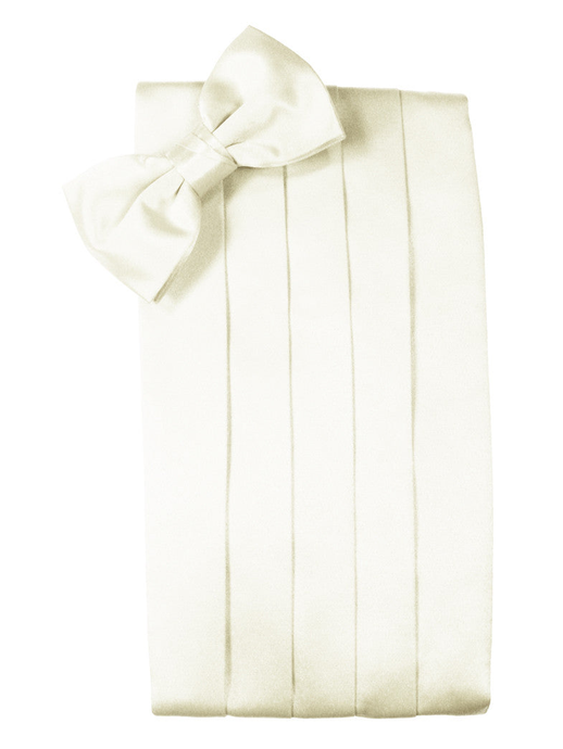 Ivory Noble Silk Bow Tie and Cummerbund Set by Cristoforo Cardi