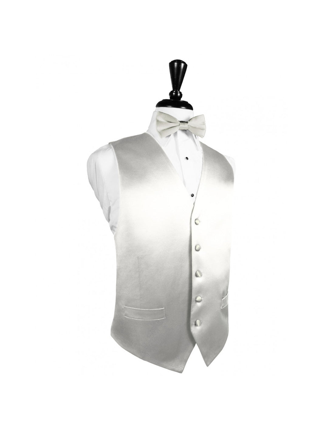 Ivory Noble Silk Full Back Tuxedo Vest and Tie Set by Cardi