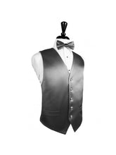 Load image into Gallery viewer, Silver Noble Silk Full Back Tuxedo Vest and Tie Set by Cardi
