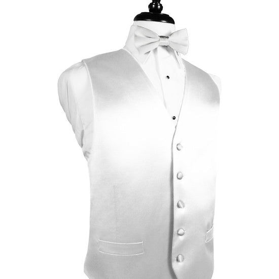 White Noble Silk Full Back Tuxedo Vest by Cristoforo Cardi