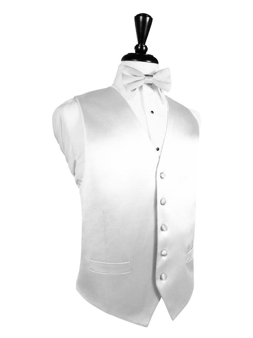White Noble Silk Full Back Tuxedo Vest by Cristoforo Cardi