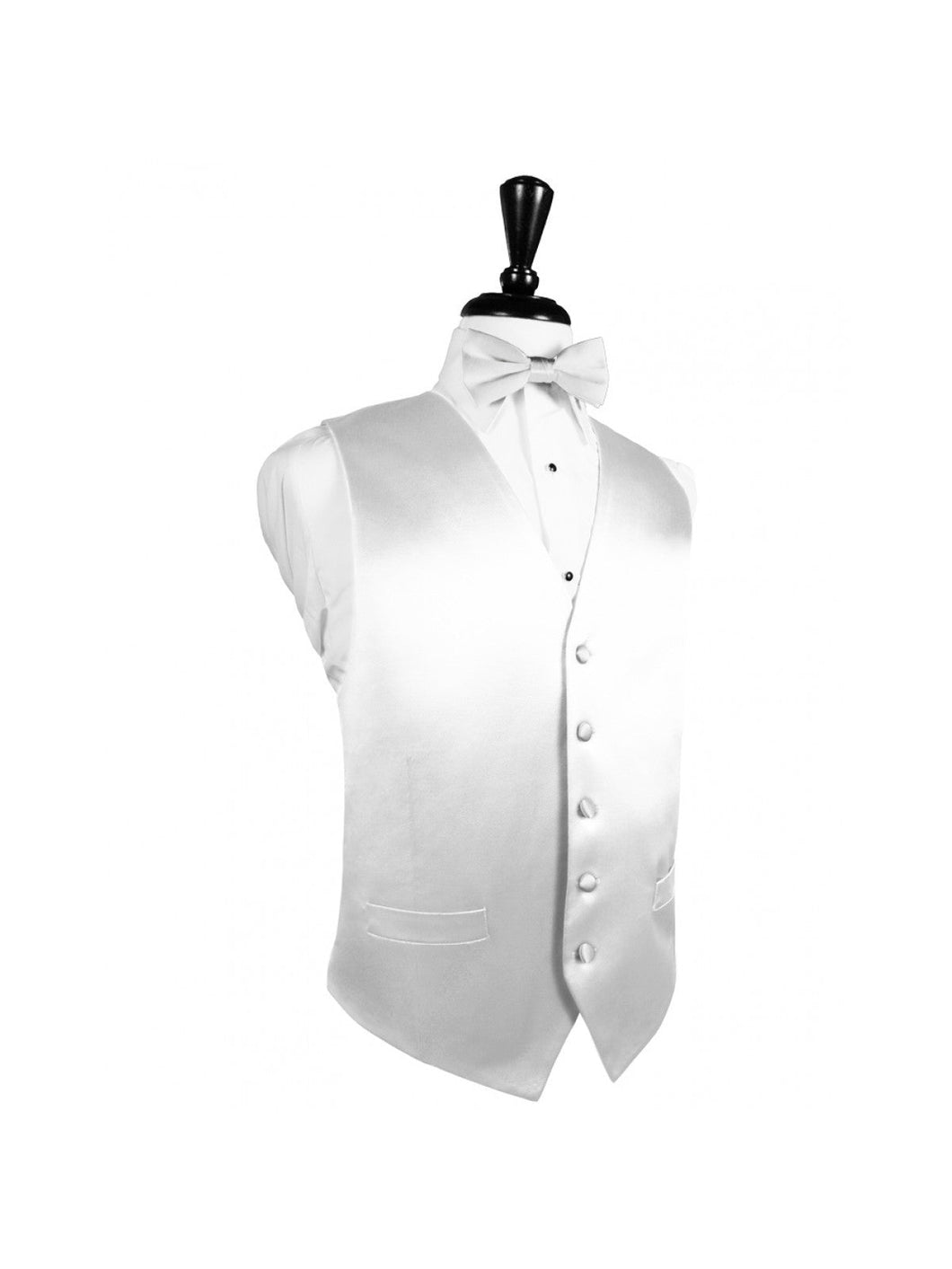 White Noble Silk Full Back Tuxedo Vest and Tie Set by Cardi