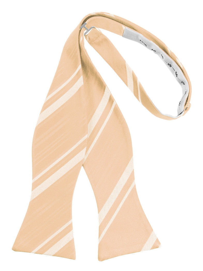 Apricot Striped Satin Self-Tie Formal Bow Tie