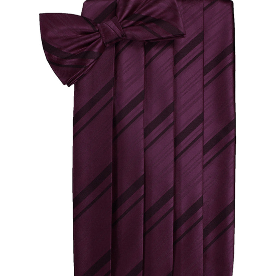Berry Striped Satin Cummerbund Set