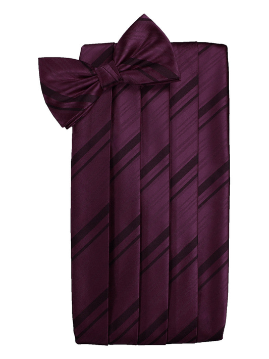 Berry Striped Satin Cummerbund Set