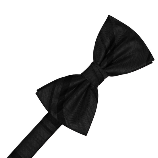 Black Striped Satin Formal Bow Tie