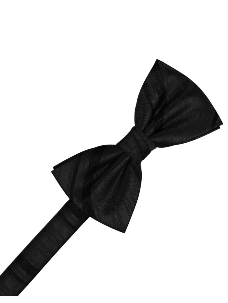Black Striped Satin Formal Bow Tie