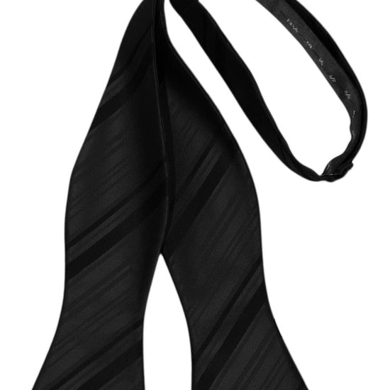 Black Striped Satin Self-Tie Formal Bow Tie
