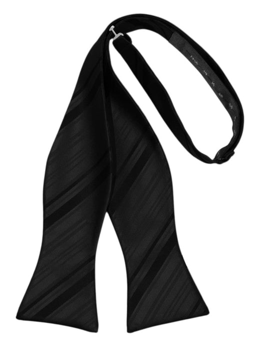 Black Striped Satin Self-Tie Formal Bow Tie