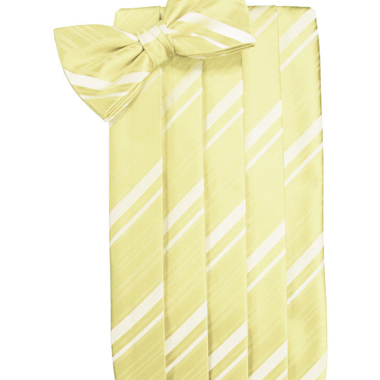 Canary Yellow Striped Satin Cummerbund Set