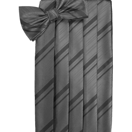 Charcoal Striped Satin Cummerbund Set