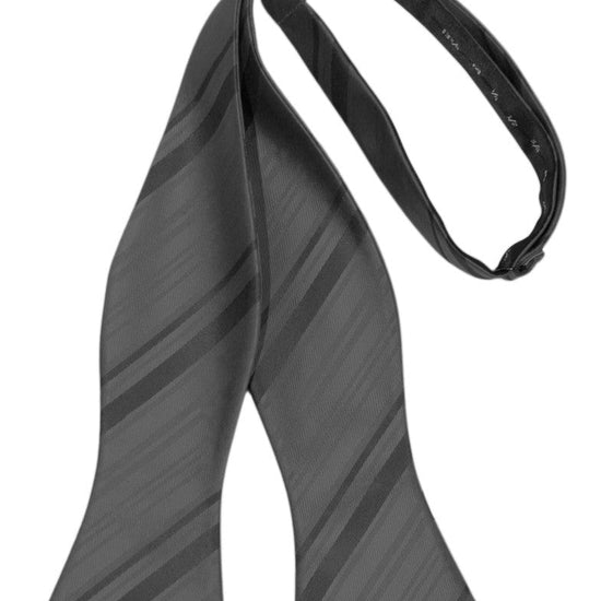 Charcoal Striped Satin Self-Tie Formal Bow Tie