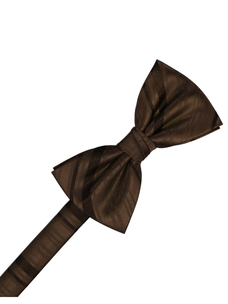 Chocolate Striped Satin Formal Bow Tie