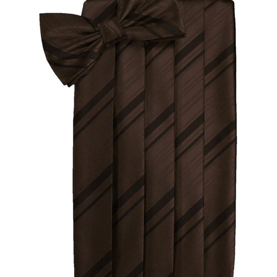 Chocolate Striped Satin Cummerbund Set