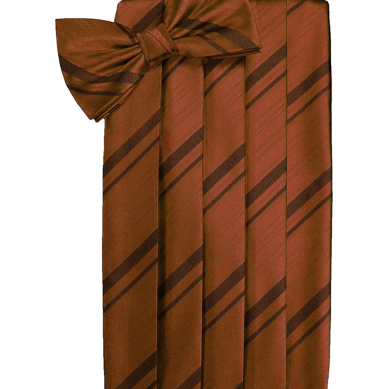 Cognac Striped Satin Cummerbund Set