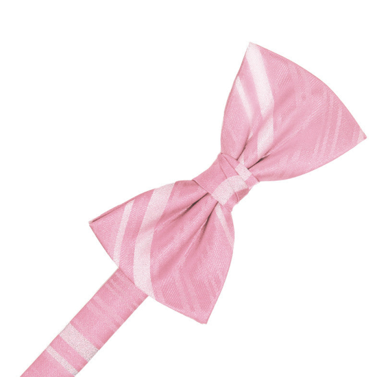 Coral Striped Satin Formal Bow Tie