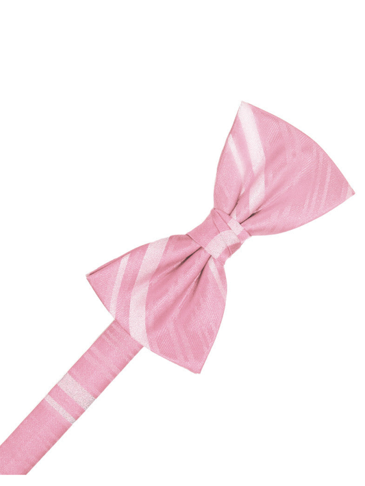 Coral Striped Satin Formal Bow Tie
