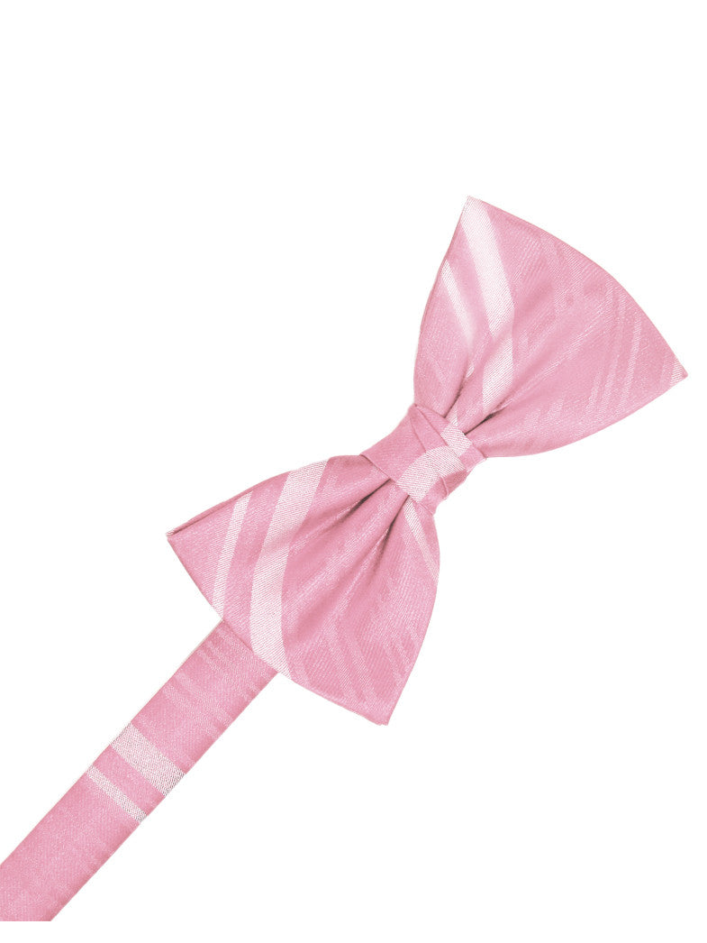 Coral Striped Satin Formal Bow Tie